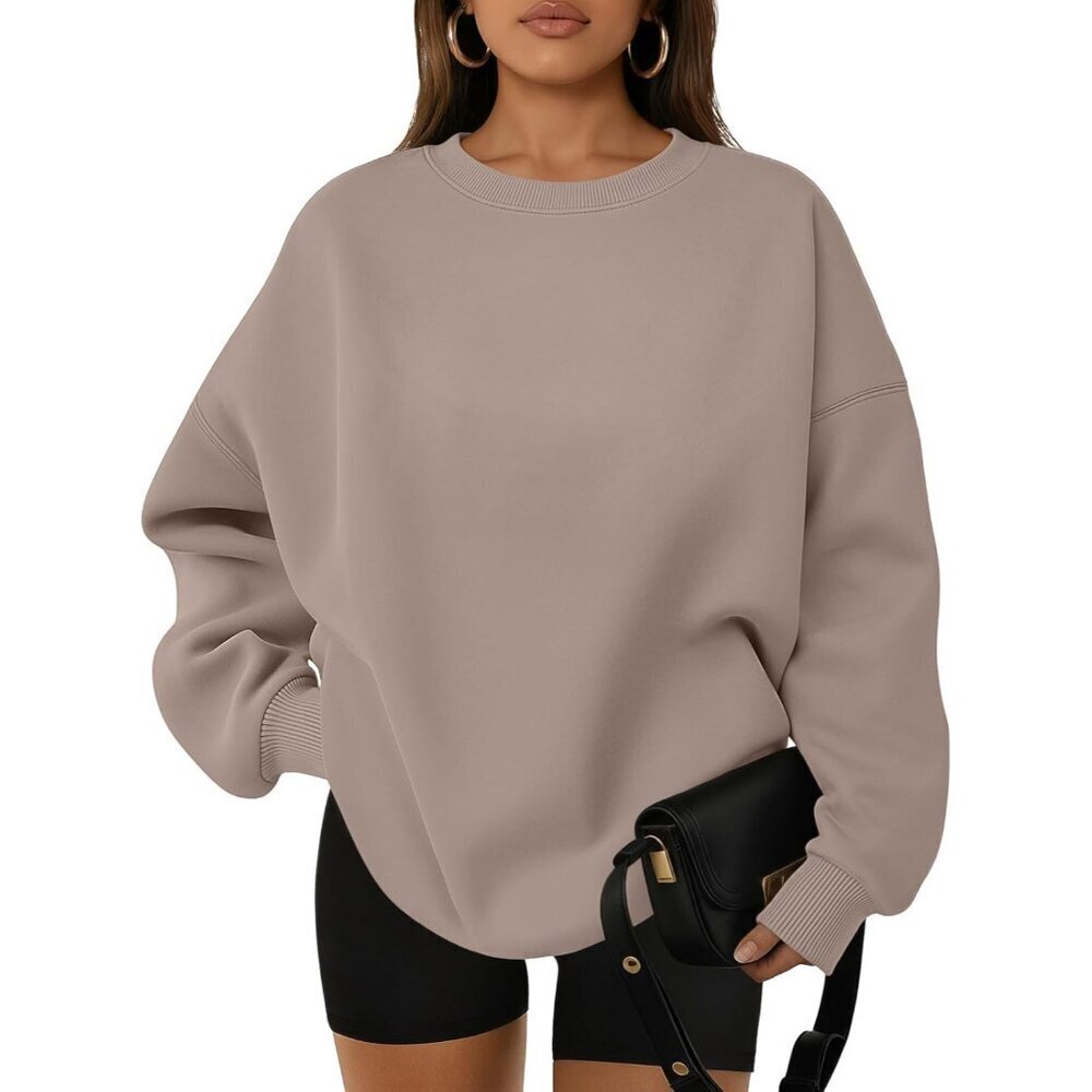 Women’s Oversized Sweatshirt Polyester Crewneck Fleece Pullover Fall Winter Casu